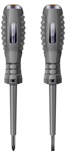 Irfora B04 2 Stück elektrischer Spannungsprüfer, Schlitz-/Phillips-Schraubendreher, Neonröhre, magnetische Stiftspitze, berührungsloser, isolierter Elektriker-Teststift