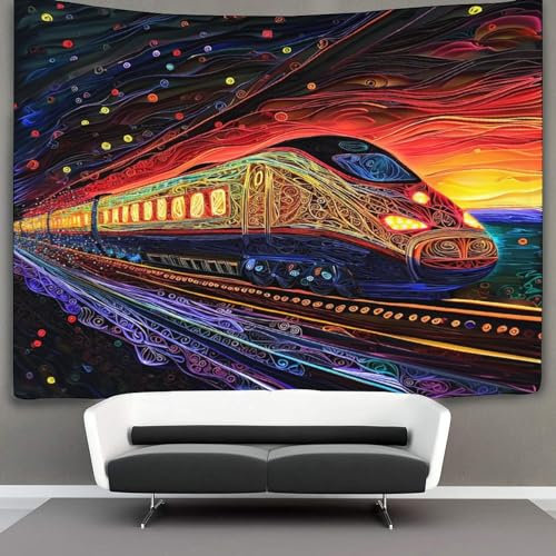 KWFYBEHZ Hochgeschwindigkeitszug Wandteppich Wandtuch Wandbehang Tapestry Tapisserie Wanddekoration Universum Wandkunst Wandtücher 70cmx100cm