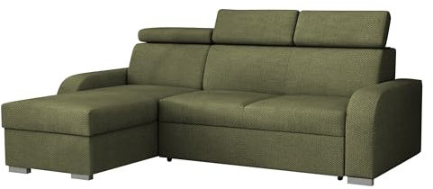 Mirjan24 Elegante Ecksofa Apollo mit Bettkasten und Schlaffunktion, Modernes Eckcouch mit verstellbare Kopfstützen, Polsterecke (Crown 11)