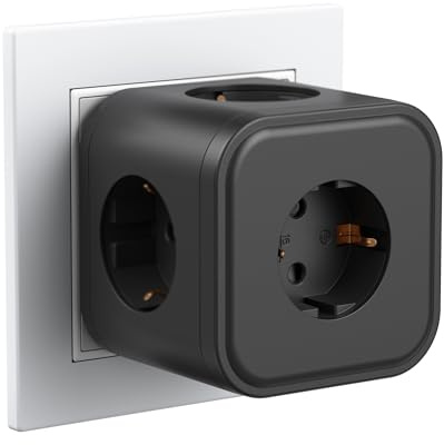 5-en-1 Cubo Enchufe, Enchufe Múltiple 5AC | Ladrón De Enchufes Con 5 Tomas De CA, 3680W, Multiple Pared, Cubo Regleta Enchufes Para Oficina, Cocina Y Habitación, Black