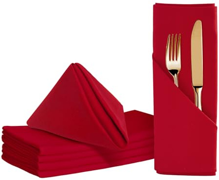 BALCONY & FALCON Baumwollservietten 50x50cm Weich und saugfähig Waschbar Faltbare Servietten Geeignet für Hochzeiten Feste Familienfeiern Hotels Partys Packung 6 Stück Rot