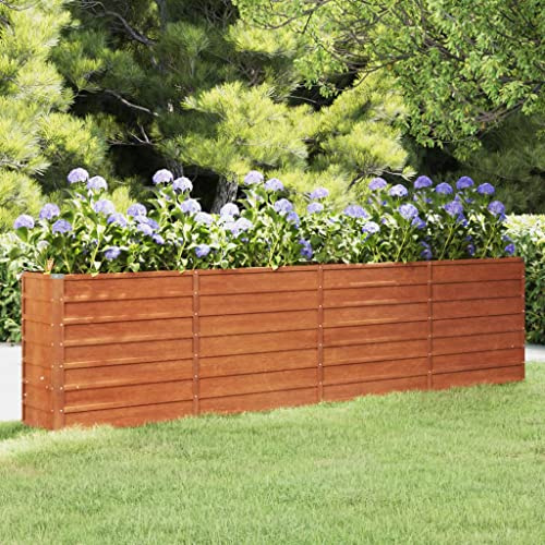 Myheimly Hochbeet, Hochbeet für Garten Balkon Terrasse, Kräuterhochbeet zum Selber Bauen, Gemüsebeet Pflanzkübel aus Metall, Grau Cortenstahl 320 x 40 x 77 cm