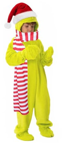 nezababy Green Monster Costume Christmas Onesies Furry Suits Kids Halloween Cosplay Costumes for Masquerade Party (Green Monster Costume, XL/140CM/9T10T)
