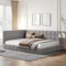FEZTOY Polsterbett Schlafsofa 140x200, L-förmiger Tagesbett mit Lattenrost aus Samtstoff, Gästebett Jugendbett Kinderbett Gästebett, ohne Matratze (Grau-140x200)