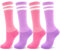 DECOVICI Kinder Fußballsocken für Mädchen und Jungen 4 Paar, Kniestrümpfe Fussball Socken für Kinder, Lange stutzen kinder fußball für 3-13 Jahre Rugby Tägliches(3-6Jahre,2Rosa+2Lila)