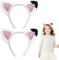 SEFIRST 2 Stücke Haarreif Katzenohren, Katzenohren Stirnband für Kinder, Cute Katze Haarbänder Haarschmuck, Haarband mit Ohren, Glitzer Haarschmuck für Karneval, Mottoparty, Maskerade Cosplay (Weiß)