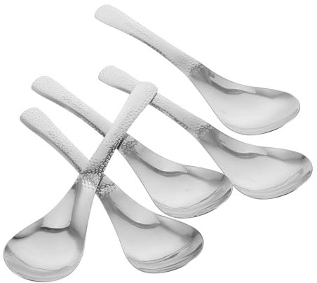 JECOMPRIS 5stücke Edelstahl Esslöffel Rostfrei Küchenlöffel Kochlöffel Suppenlöffel Löffel Besteck Servierlöffel Für Reis Abendessen Mixen Knödel Kaffee Salat Haferbrei Zucker Küche