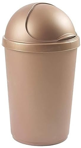 ZARVICZONIA Premium Plastic Bullet Bins 30L, 50L Waste Paper Recycling Dustbin Flap Lid Home Kitchen House Office Rubbish Trash Bin (Gold, 30 Litre)