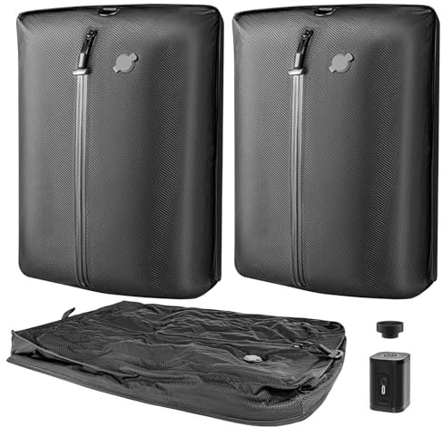 Luvan 33L Vacuum Compression Storage Bag for Travel with Wireless Vacuum Pump Reusable Large Seal Bag Packing Cube for Clothing IP67 Waterproof Space Saver for Backpack Suitcases Organiser (2PC+Pump)
