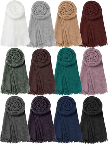 SATINIOR Hijab Scarf for Women Long Head Wraps Scarf Lightweight Shawl Turban Solid Soft Hijab for Women Girls, 35.5 x 70.9''