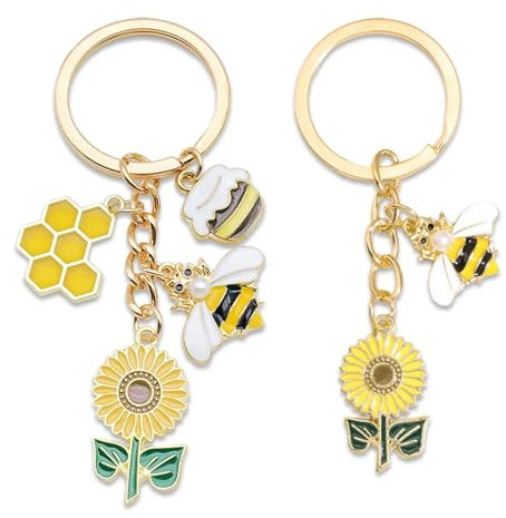 2 Pièces Clés sur Le Thème des Abeilles, Porte-Clés Créatif, Porte-Clés Mignon, Porte-Clés Amusant, Porte-Clés Décoratif.