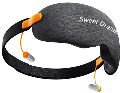 TTSTOIEE Masque de Nuit 3D Réglable - Masques de Sommeil en Mousse Mémoire Confort, avec Bouchons d'Oreille - Cache yeux pour Dormir pour Hommes et Femmes, Voyage en Avion Accessoire, Cache Oeil