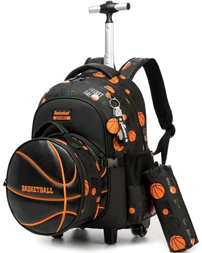 HTgroce Schulranzen mit Rollen, Rucksack mit Trolley für Kinder, Jungen Rucksack Trolley die erste Klasse