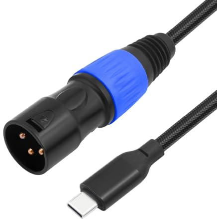 Wegiwuca Câble adaptateur symétrique type C vers XLR 3 broches, plaqué or, USB de type C vers XLR mâle pour téléphones portables