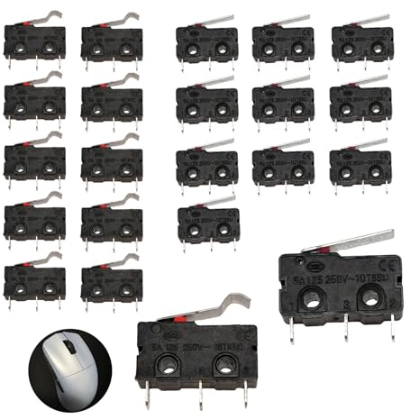 20 Pcs Interrupteurs de Fin de Course Miniatures à Levier à 3 Broches 5A 125/250V, Interrupteurs SPDT pour Équipement Électronique, 10 Leviers Droits et 10 Levier Incurvé Modèle KW11-3Z
