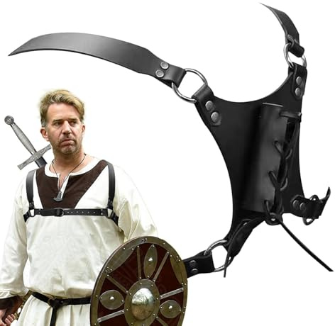 Mittelalterliche Schulterholster - Kunstleder Material, verstellbare Spannbänder, Vintage-Kriegerstil, bequeme Brustgurte | Kostümzubehör mit Schwerthalter für Cosplay Festival Renaissance Fai