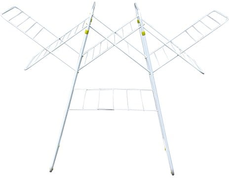MSV, Ausziehbarer Wäsche-Trockner im Akkordeon-Design, Bis zu 33 Meter für große Wäschemengen, einfach zusammenklappbar und transportierbar, Aus Stahl, 33m Weiß