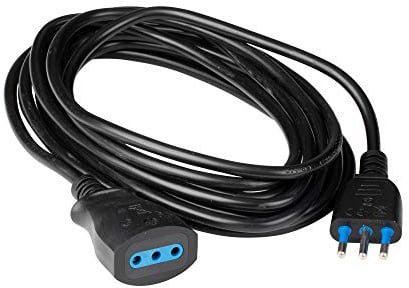 POLY POOL PP0382.1S Prolunga Elettrica Nera 250V Cavo Estensibile 5 Metri - Spina Italiana 10A 2P+T - 100% Made in Italy
