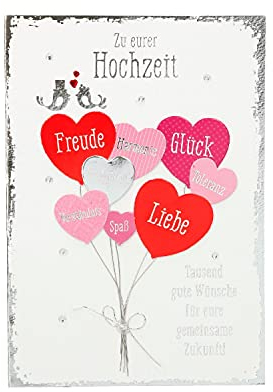 Depesche 3003.043 Glückwunsch-Karte zur Hochzeit, elegante Hochzeitskarte mit passendem Spruch, ohne Innentext, inkl. Umschlag, 17,5 x 12,5 cm