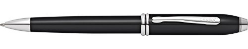 CROSS Townsend Black Lacquer Ballpoint Pen with Rhodium-Plated Appointments incl. Luxury Gift Box – Refillable Medium Ballpen