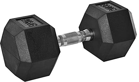HOMCOM Rubber Dumbbell Weights Body Power Hex Home Gym Exercise Workout Fitness Training Lifting (20kg) Sold As Single