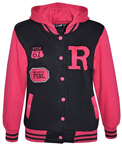 A2Z 4 Kids B.B Hooded R Fashion Fox Jacket Varsity - B.B Jacket New Fox Pink 7-8