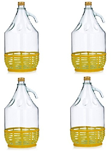 Lot de 4 5L Ballon avec panier plastique verre de vin ballon gärballon Bouteille en verre Livraison gratuite