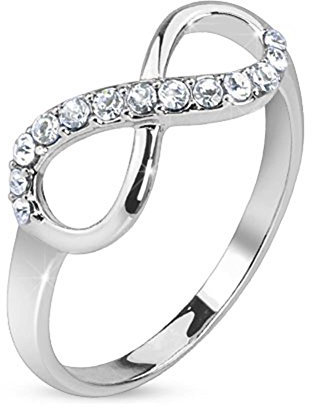 beyoutifulthings Glitzer UNENDLICHKEITS-Schleife Zirkonia Band-Ring Chirurgenstahl 316L Partner-Ring Trau-Ring Gold Silber 47(15)-60(19)