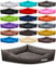Hundebett Dogs Corner aus Kunstleder M 80 x 80cm Taupe Hundekissen Hundesofa Hundebetten