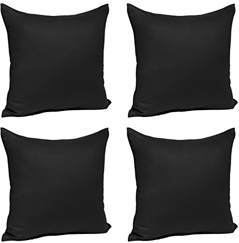 WOLTU® 4X Kissenbezug Kissenhülle 100% Baumwolle mit Reissverschluss, 4er Set Sofakissen Dekokissen Kopfkissen Hülle Bezüge Bezug, 30x30 cm, Schwarz