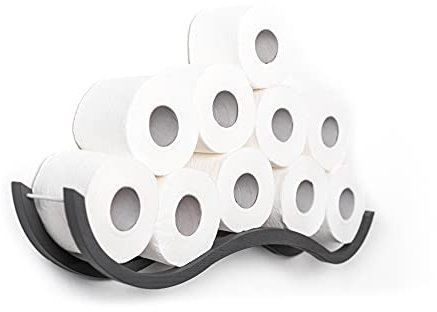 Toilet paper holder bathroom shelf wood holder for toilet paper Wave (Grey)