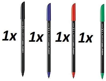edding 1200 Marker, 4 Stück (1 Schwarz, 1 Blau, 1 Rot, 1 Grün)
