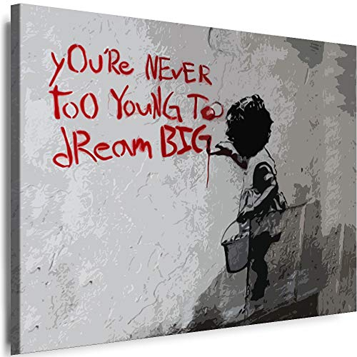 Myartstyle - Bilder Banksy Big Dream Graffiti Street Art 120 x 80 cm Leinwandbilder XXL - 1 Teilige Wandbilder Kunstdrucke w-a-2040-245