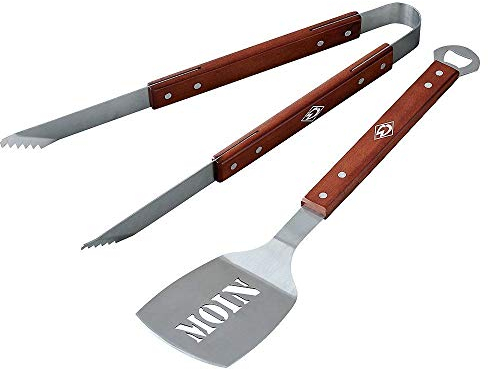 SV Werder Bremen Grillbesteck 2-teilig Zange und Wender, Edelstahl Besteck mit Holz - Plus Lesezeichen I Love Bremen