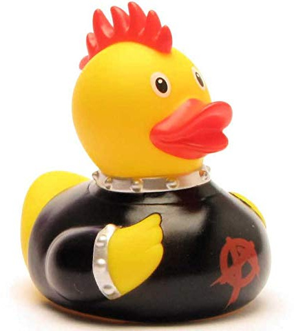 Duckshop I Badeente Punker I Quietscheente I L: 8,5 cm I Quietscheentchen I Geschenk für Alternative I Präsent Sammler