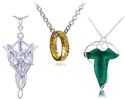 XHBTS 3 Set Halskette Prinzessin Kette Graviert Goldton Der Ring Anhänger Halskette für Fans Cosplay Modeschmuck