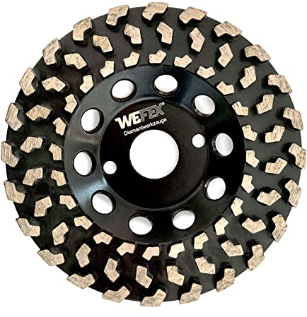WEFEX Diamant-Topfschleifer V-Beton & Epoxid Ø 125 mm Aufnahme 22,2 mm 35er Körnung für das Abschleifen von Wand-, Decken- oder Bodenbelag