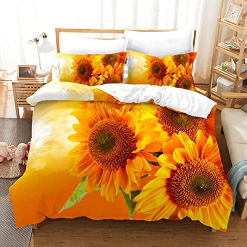 LSYW Single Duvet Cover Set Yellow Rose Bedding for Children Single Duvet Cover with Zipper Closure Soft Hypoallergenic Microfiber Duvet Cover 53.1x 78.7 + 2 Pillowcases 19.7x 29.5
