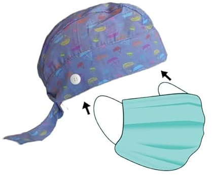 Set 5 Bandane Reggi Mascherina fantasia, per Sanitari, Oss, Infermieri, Medici, Odontoiatri, Ospedali e cliniche, Spedizione Gratuita (Set 5 Barchette glicine)