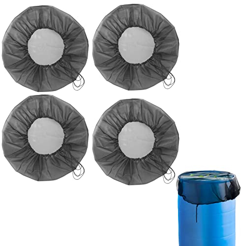 4 Stück Netzabdeckung für Regenfässer mit Kordelzug Regenfass Netzabdeckung Coldairsoap Regenwasser Fass Mesh Abdeckung Outdoor Regenfass Netz Sieb zur Vermeidung von herunterfallenden Blättern