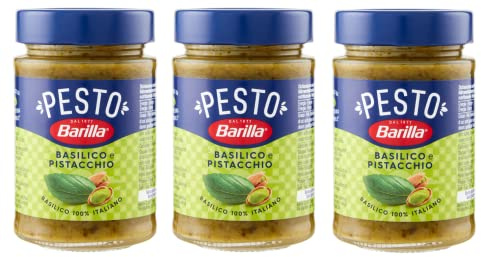 3 x Barilla Pesto Basilico e Pistacchio Pesto with Basil and Pistachios from Sustainable Agriculture 190 g Italian Sauce Gluten-Free
