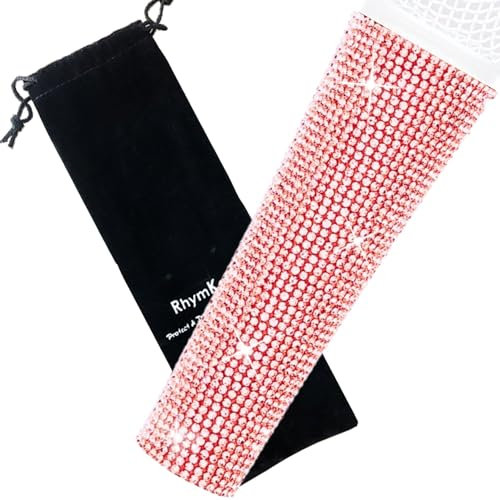 RhymKawa Mic Sleeve Cover Bling for Shuer Wired SM58, Beta 58A, PGA58 Vocal Microphones Skin Wrap Shining on Tours TV Shows, Rose Gold (Mic Not Included)
