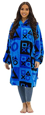 Playstation Check Wearable Oversized Hooded Fleece Blanket Oodie Adults Large
