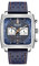 FORSINING Herren-Armbanduhr, Quarz, analog, Datumsanzeige, echtes Lederarmband, quadratisches Zifferblatt, wasserdicht, Blau, Armband