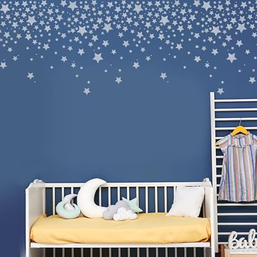 Pochoir mural pour chambre d'enfant, motif confettis étoilés, peinture ciel étoilé sur les murs (taille XL, 54 x 80 cm)