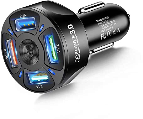 HORJOR USB Auto Ladegerät Zigarettenanzünder Schnellladegerät Adapter, Anschlüsse USB Kompatibel mit iPhone, Samsung, Galaxy, iPad, Huawei,Xiaomi(4 Ports)