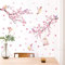 Cherry Blossom Wall Stickers Pink Flower Tree Branch Wall Decals for Girls Bedroom Living Room Spring Floral Birds Wall Art Mural Peel and Stick for Kitchen Nursery TV Background Wall Decoration