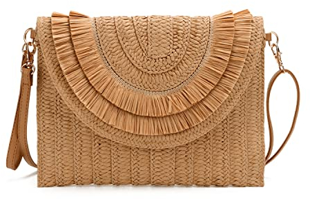 LHHMZ Cartera de Mano de Paja para Mujer Bolsos de Verano Bolsos de Hombro de Paja Tejida Cartera de Playa