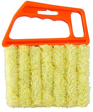 MFUOE Venetian Blind Cleaner Duster 7 Finger Blinds Cleaning Brush Dusting Cleaner Tool Duster Brush Venetian Shades Brush Window Air Conditioner Duster Dirt Cleaner (Orange)