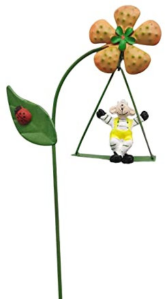 Folpus Blumendekoration, Eisen, Dekorative Kreative Osterdekoration, Schaukelornament, Künstliche Miniatur Landschaftsdekoration für Pflanzgefäße, golden